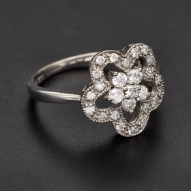 9ct White Gold Diamond Flower Ring