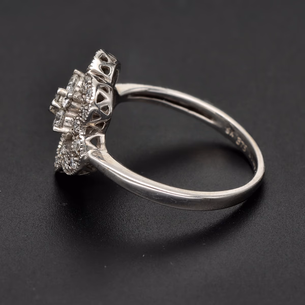 9ct White Gold Diamond Flower Ring