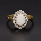 18ct Yellow Gold Opal & Diamond Cluster Ring