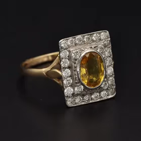 18ct Gold Yellow Sapphire and Diamond Ring