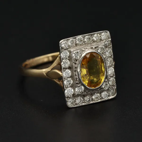 18ct Gold Yellow Sapphire and Diamond Ring