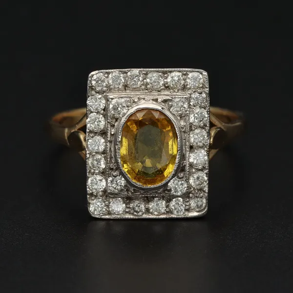 18ct Gold Yellow Sapphire and Diamond Ring