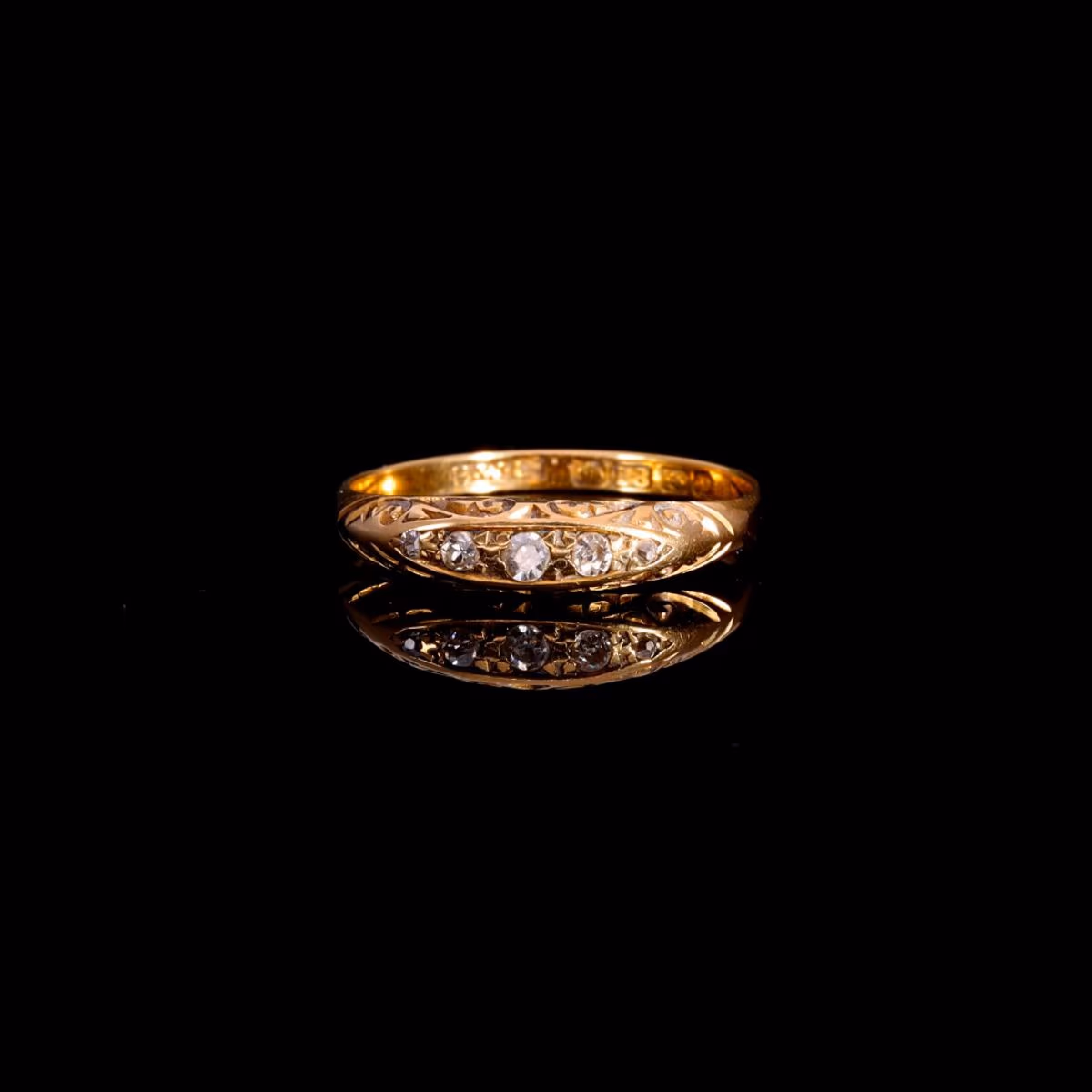 360° view of The Antique 1914 Five Diamond Scrollwork Ring