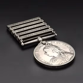Silver Boer War Medal with 5 Bars