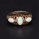 Retro Vintage Gold Opal Diamond ring