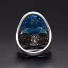 Heavy 18ct White Gold Blue Topaz & Diamond Ring