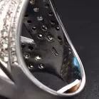 Heavy 18ct White Gold Blue Topaz & Diamond Ring