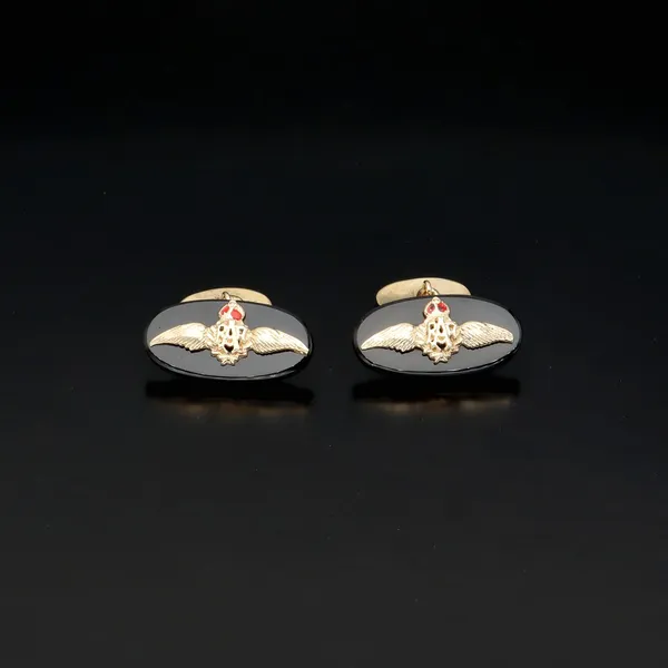 9ct Gold Onyx RAF Cufflinks