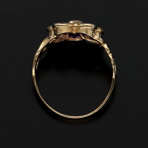 9ct Gold Amethyst Diamond Flower Ring image-6