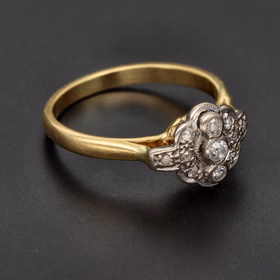 Antique 1920s Diamond Trilogy Cluster Ring