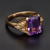 9ct Gold Amethyst and Diamond Ring