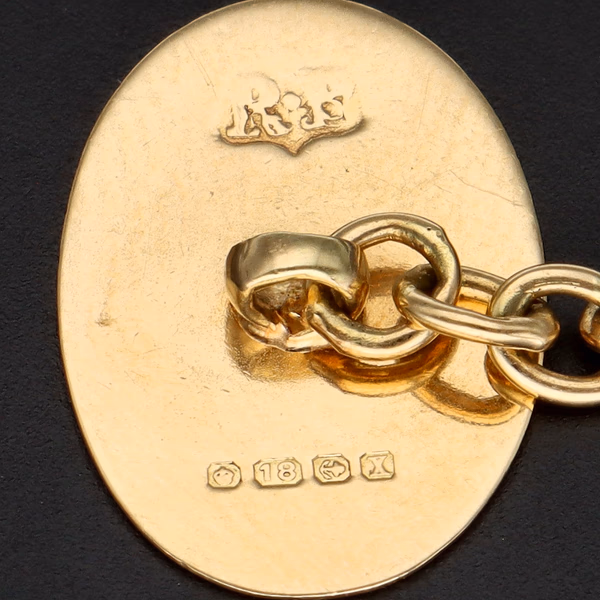 Pair Of 18ct Yellow Gold Engine Turned Cufflinks
