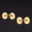 Pair Of 18ct Yellow Gold Engine Turned Cufflinks