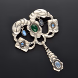 Rare WMF Silver Moonstone and Chrysoberyl Brooch