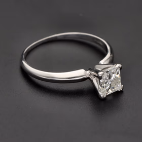 14ct White Gold 1ct Princess-Cut Diamond Solitaire Ring