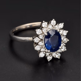 18ct White Gold Sapphire and Diamond Ring