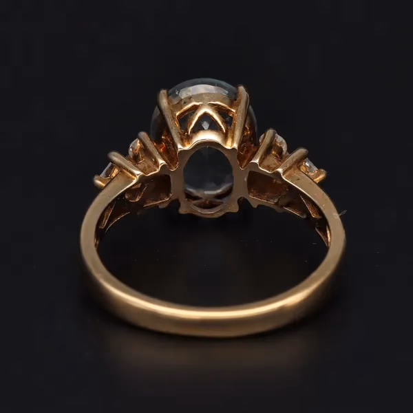 Gold Aquamarine Diamond Ring