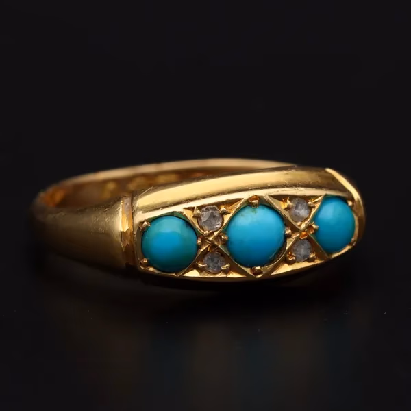 18ct Gold Turquoise and Diamond Ring