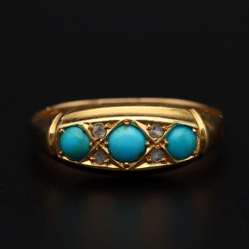 18ct Gold Turquoise and Diamond Ring image-2