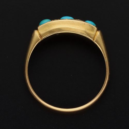 18ct Gold Turquoise and Diamond Ring image-6