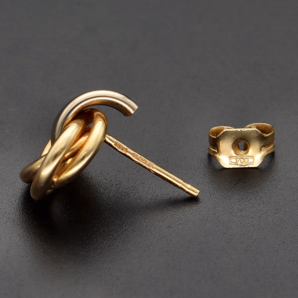 18ct Yellow & White Gold Twist Knot Earrings