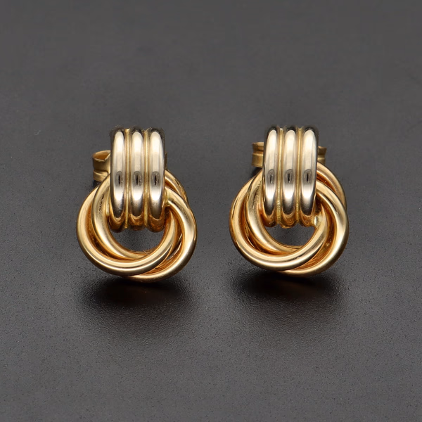 18ct Yellow & White Gold Twist Knot Earrings