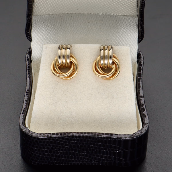 18ct Yellow & White Gold Twist Knot Earrings