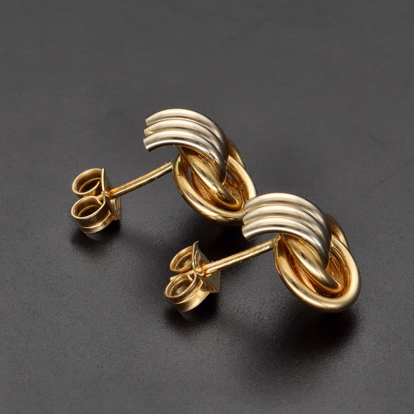 18ct Yellow & White Gold Twist Knot Earrings