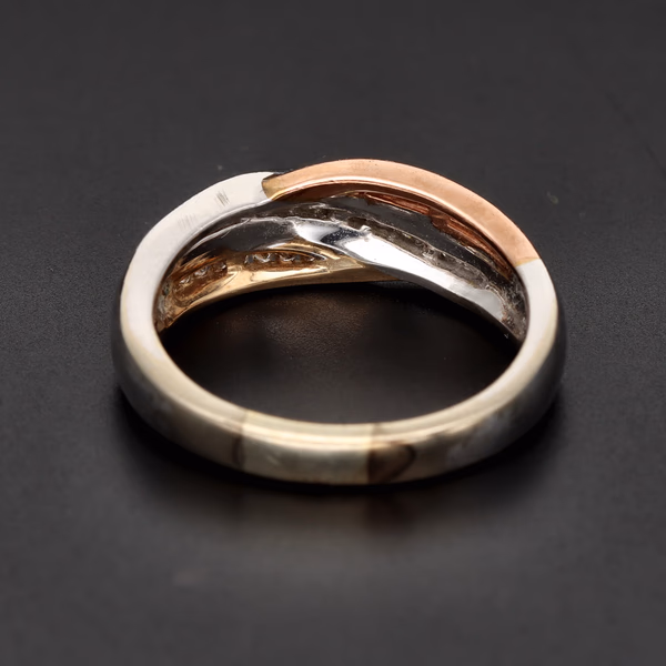9ct Three-Colour Gold Diamond Ring