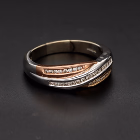 9ct Three-Colour Gold Diamond Ring