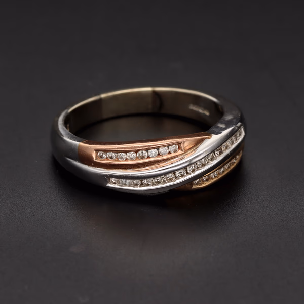 9ct Three-Colour Gold Diamond Ring