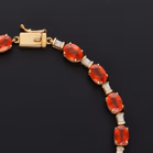 9ct Gold Fire Opal & Diamond Bracelet