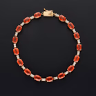 9ct Gold Fire Opal & Diamond Bracelet