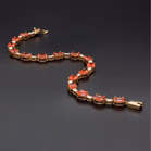 9ct Gold Fire Opal & Diamond Bracelet