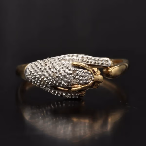 Gold Diamond Ruby Panther Ring. Size X1/2