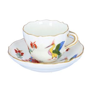 Meissen Chinese Dragons with Storks Cup and Saucer