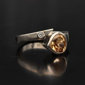 Heavy 18ct Topaz and Diamond Ring