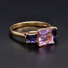 Gold Amethyst Tanzanite Ring