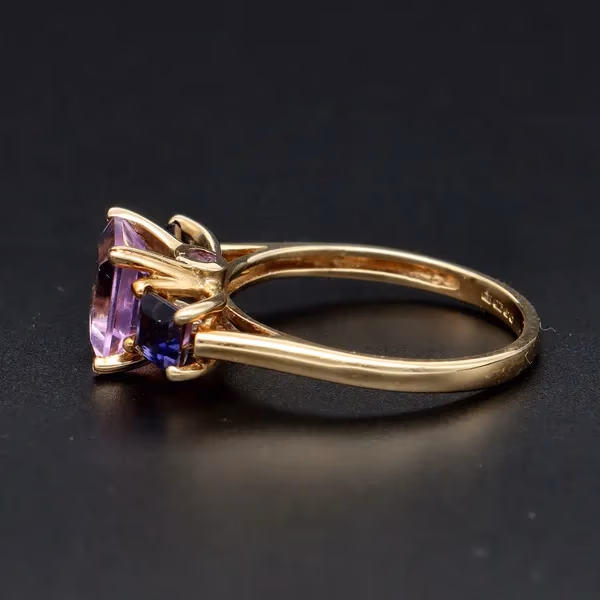 Gold Amethyst Tanzanite Ring