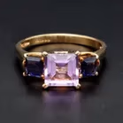 Gold Amethyst Tanzanite Ring