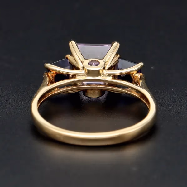 Gold Amethyst Tanzanite Ring