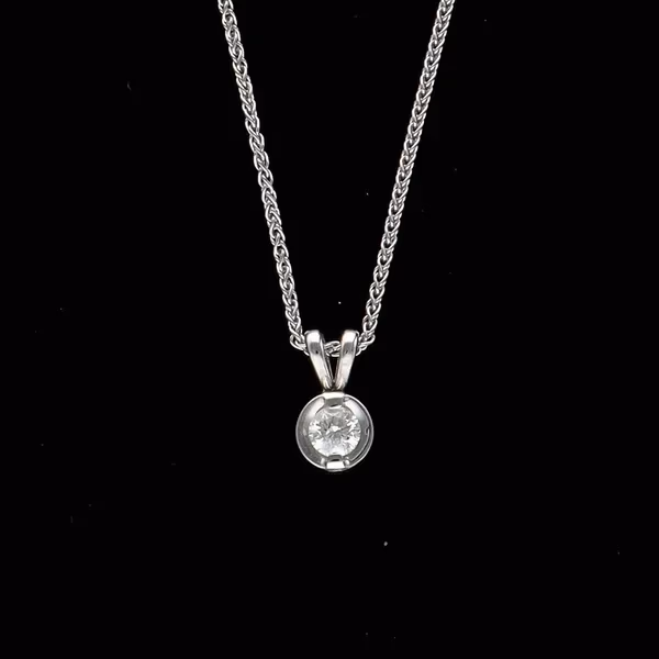 18ct White Gold Old Cut Diamond Pendant