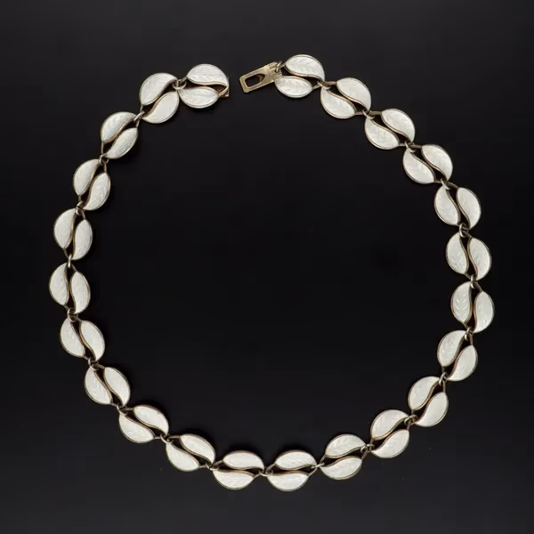 Vintage Norwegian Vermeil Sterling Silver Double Leaf Necklace