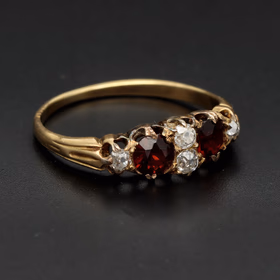 Antique Victorian Ruby & Old Mine Cut Diamond Gold Ring