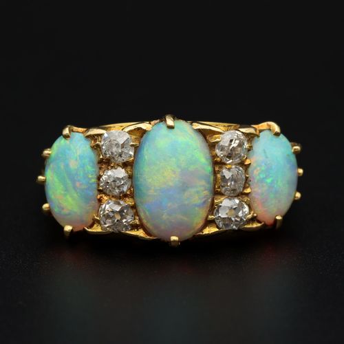 18ct Gold Opal & Diamond Ring image-2