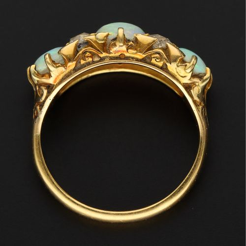 18ct Gold Opal & Diamond Ring image-6