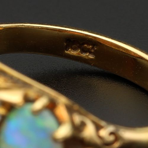 18ct Gold Opal & Diamond Ring image-4