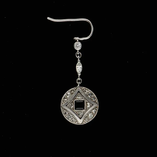 Art Deco 18ct White Gold, Diamond and Onyx Earrings