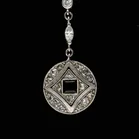 Art Deco 18ct White Gold, Diamond and Onyx Earrings