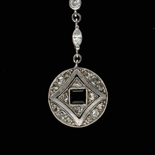 Art Deco 18ct White Gold, Diamond and Onyx Earrings
